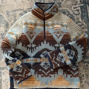 L.L. Bean Teddy Jacket - Blue, Brown, Cream